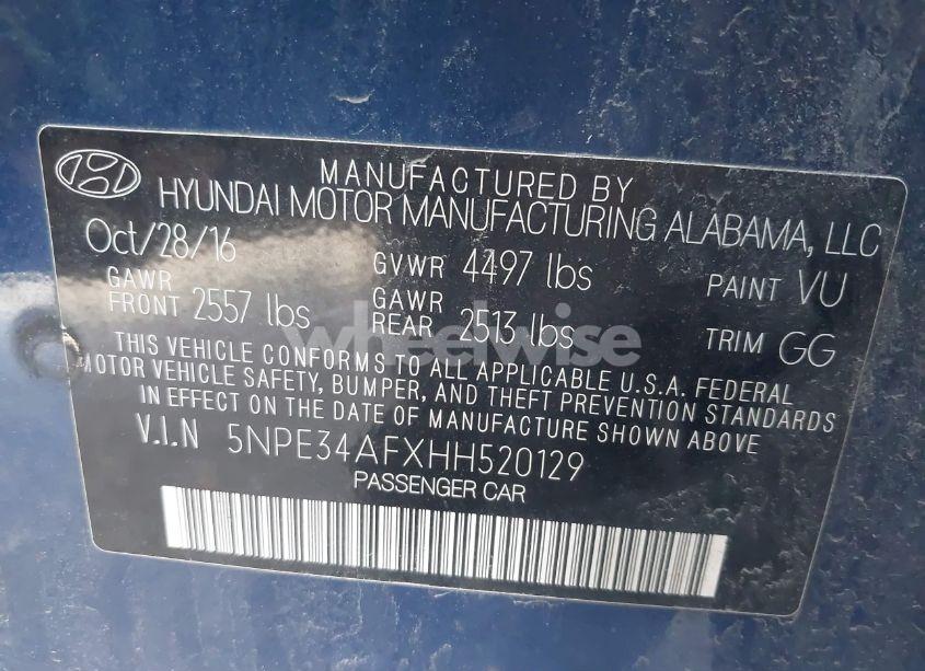 Photo 9 of 2017 Hyundai Sonata SPORT (VIN 5NPE34AFXHH520129)