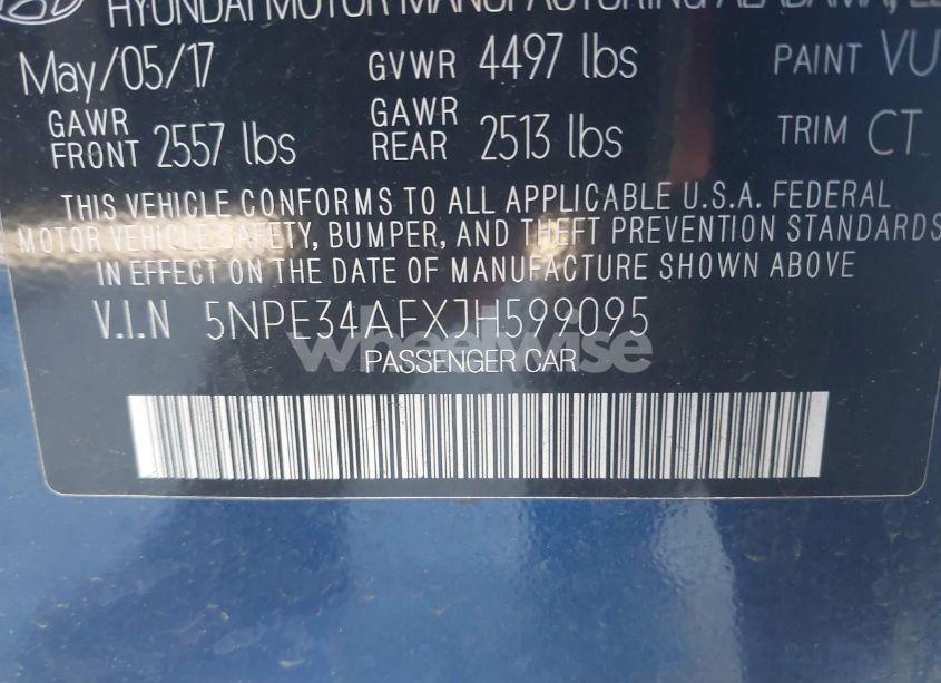 Photo 9 of 2018 Hyundai Sonata SPORT (VIN 5NPE34AFXJH599095)