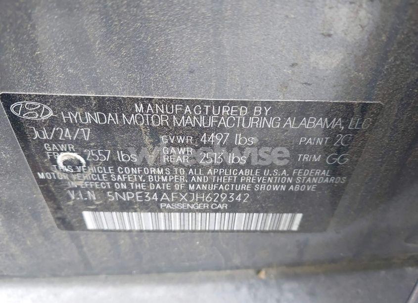 Photo 9 of 2018 Hyundai Sonata SEL (VIN 5NPE34AFXJH629342)