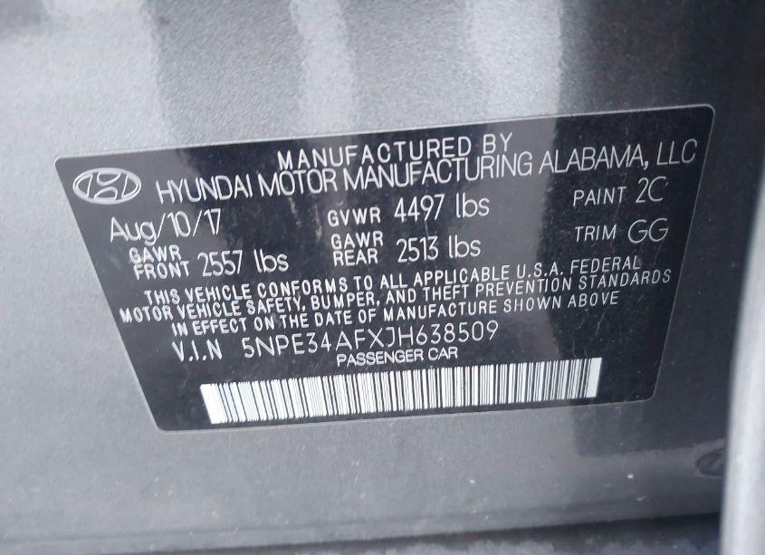 Photo 9 of 2018 Hyundai Sonata SEL (VIN 5NPE34AFXJH638509)