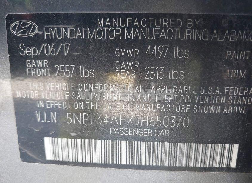 Photo 9 of 2018 Hyundai Sonata SPORT (VIN 5NPE34AFXJH650370)