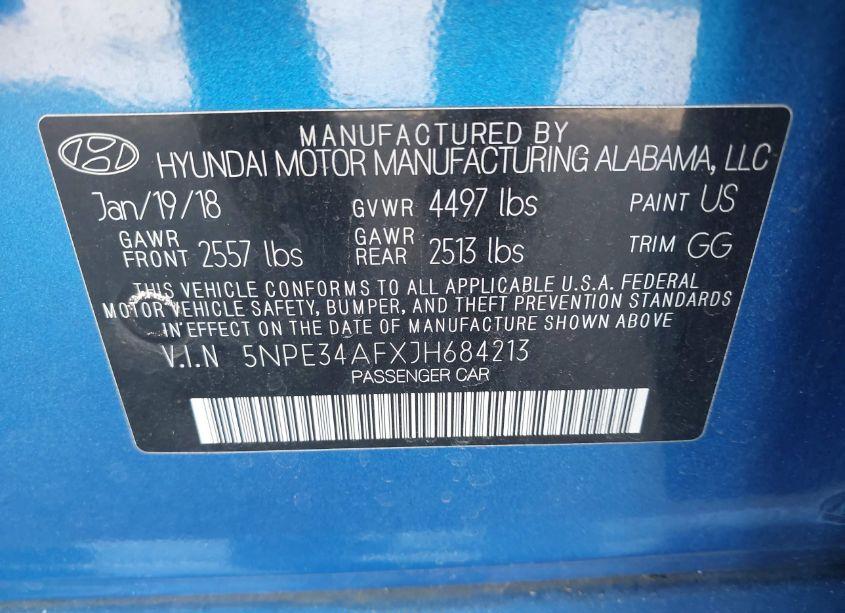 Photo 9 of 2018 Hyundai Sonata SEL (VIN 5NPE34AFXJH684213)