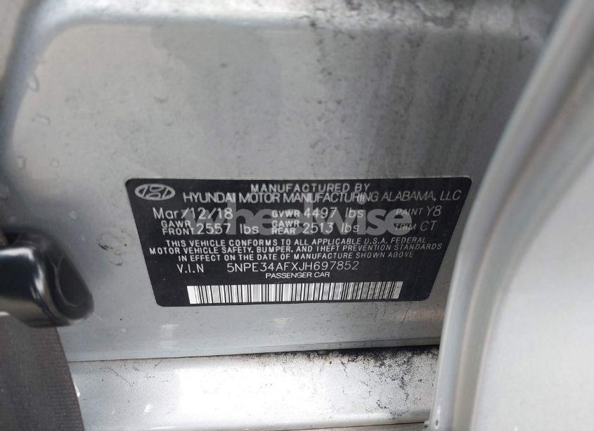 Photo 9 of 2018 Hyundai Sonata SPORT (VIN 5NPE34AFXJH697852)