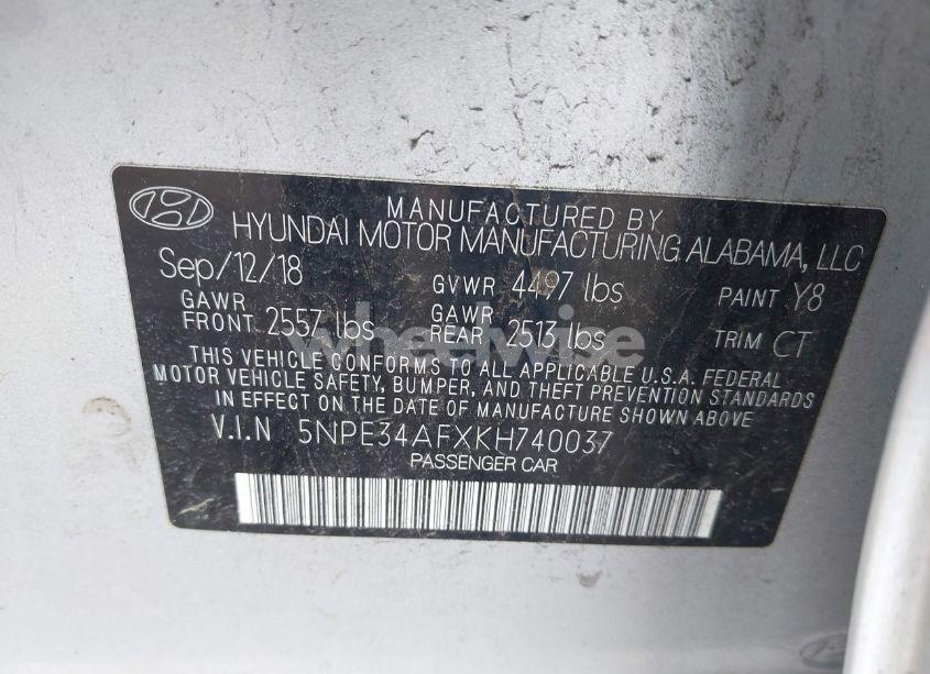 Photo 9 of 2019 Hyundai Sonata SPORT (VIN 5NPE34AFXKH740037)