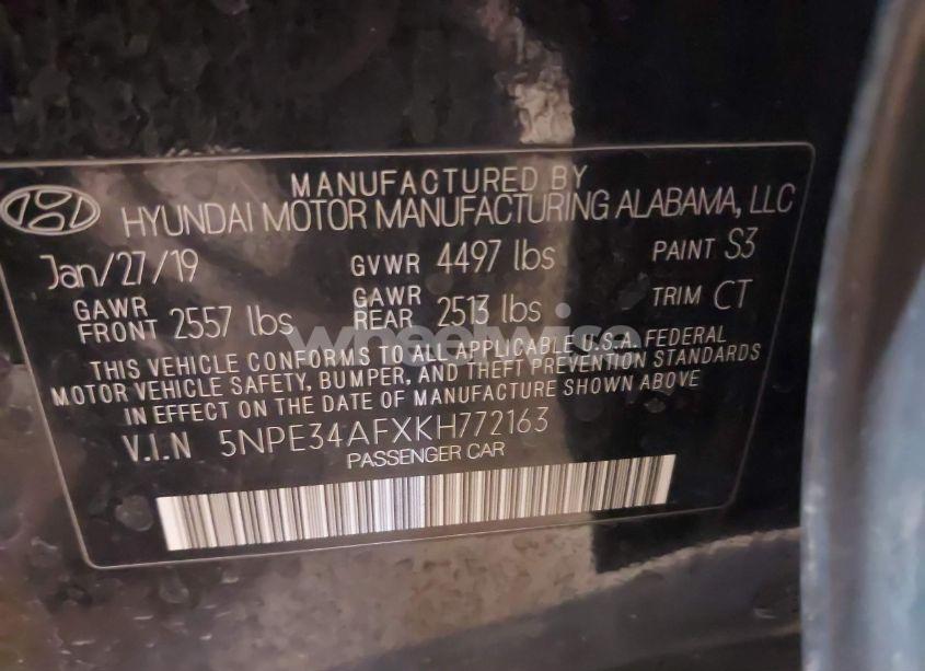 Photo 9 of 2019 Hyundai Sonata SEL (VIN 5NPE34AFXKH772163)