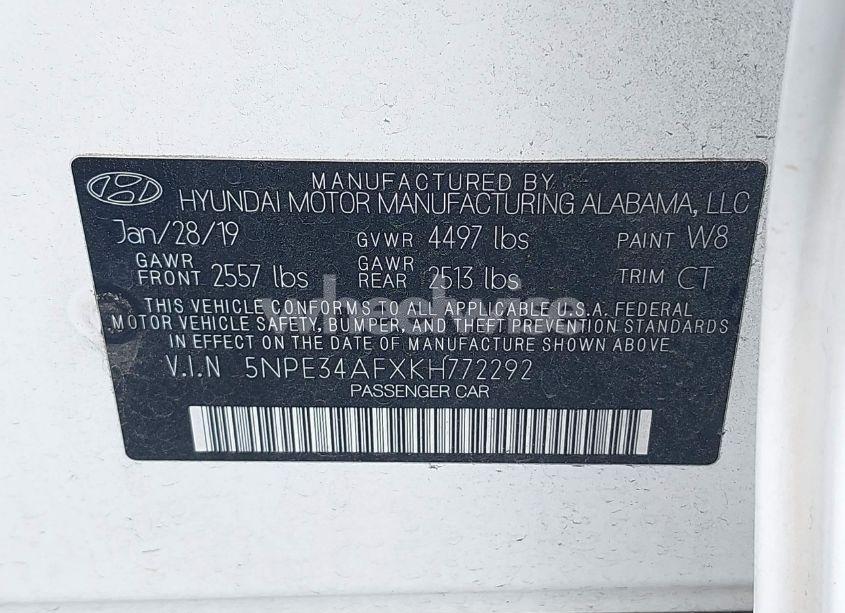 Photo 9 of 2019 Hyundai Sonata SPORT (VIN 5NPE34AFXKH772292)
