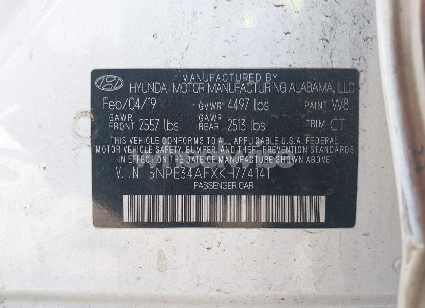 Photo 9 of 2019 Hyundai Sonata SPORT (VIN 5NPE34AFXKH774141)