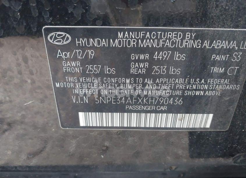 Photo 9 of 2019 Hyundai Sonata SEL (VIN 5NPE34AFXKH790436)