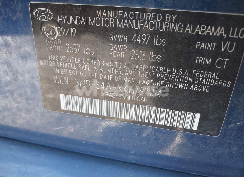 Photo 9 of 2019 Hyundai Sonata SPORT (VIN 5NPE34AFXKH792154)