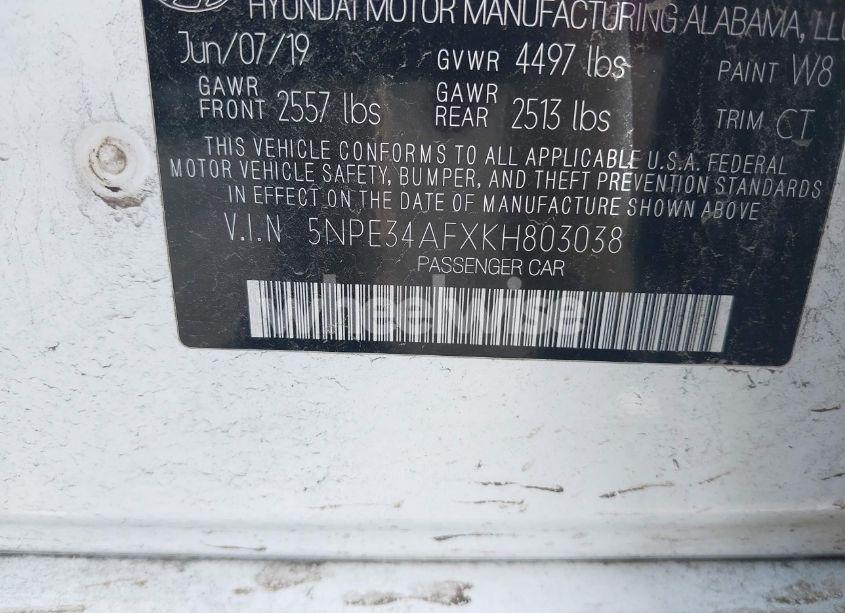 Photo 9 of 2019 Hyundai Sonata SPORT (VIN 5NPE34AFXKH803038)