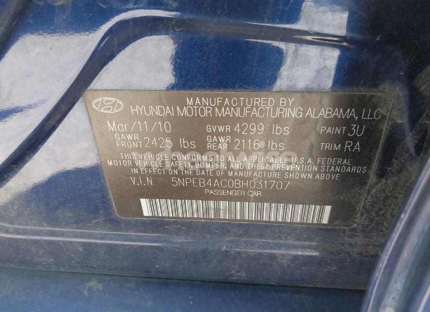 Photo 9 of 2011 Hyundai Sonata GLS (VIN 5NPEB4AC0BH031707)