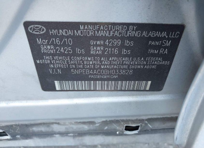 Photo 9 of 2011 Hyundai Sonata GLS (VIN 5NPEB4AC0BH033828)
