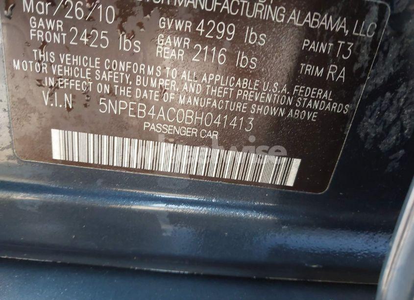 Photo 9 of 2011 Hyundai Sonata GLS (VIN 5NPEB4AC0BH041413)