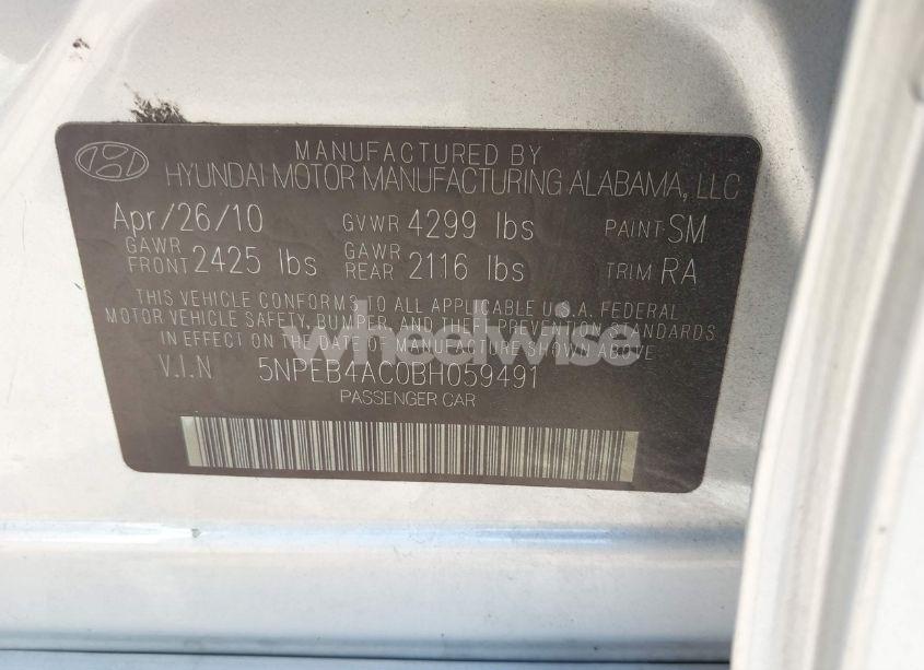 Photo 9 of 2011 Hyundai Sonata GLS (VIN 5NPEB4AC0BH059491)