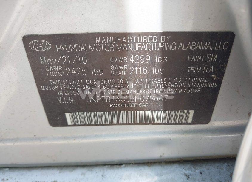 Photo 9 of 2011 Hyundai Sonata GLS (VIN 5NPEB4AC0BH078607)