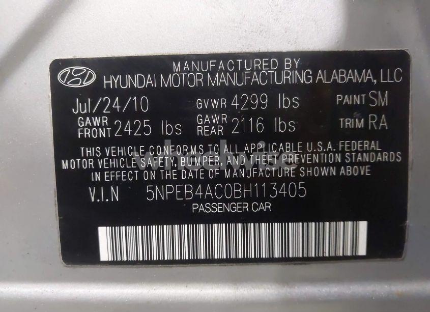 Photo 9 of 2011 Hyundai Sonata GLS (VIN 5NPEB4AC0BH113405)