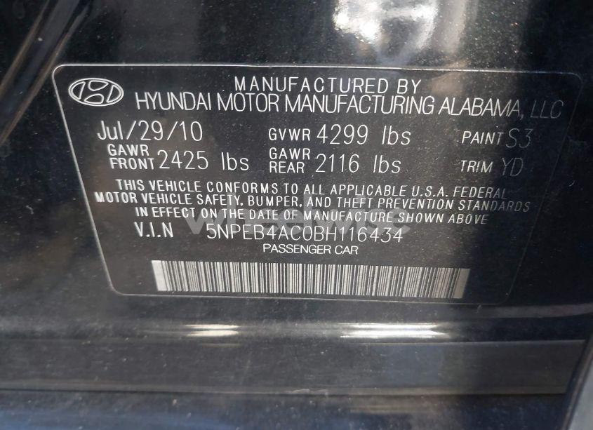 Photo 9 of 2011 Hyundai Sonata GLS (VIN 5NPEB4AC0BH116434)