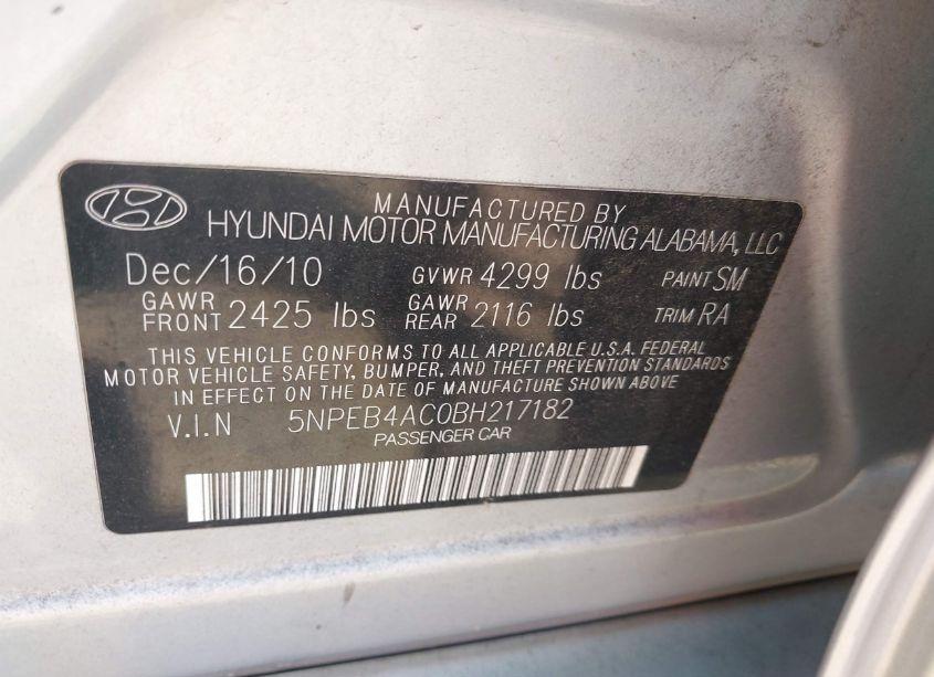Photo 9 of 2011 Hyundai Sonata GLS (VIN 5NPEB4AC0BH217182)