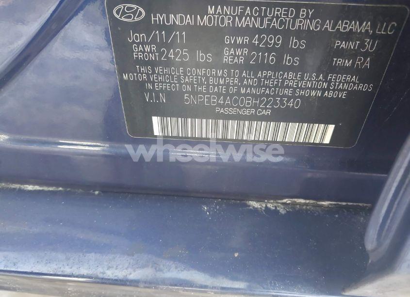 Photo 9 of 2011 Hyundai Sonata GLS (VIN 5NPEB4AC0BH223340)
