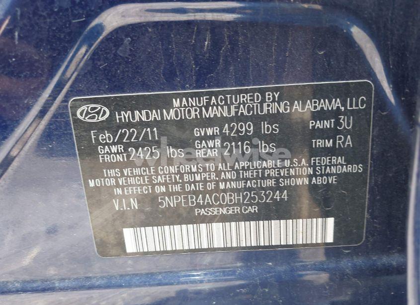 Photo 9 of 2011 Hyundai Sonata GLS (VIN 5NPEB4AC0BH253244)