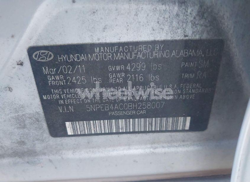 Photo 9 of 2011 Hyundai Sonata GLS (VIN 5NPEB4AC0BH258007)