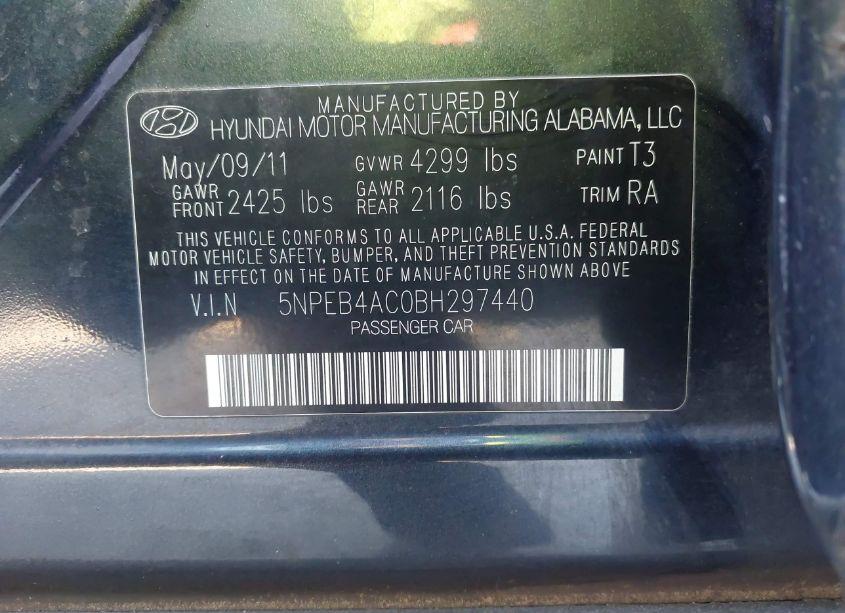 Photo 9 of 2011 Hyundai Sonata GLS (VIN 5NPEB4AC0BH297440)