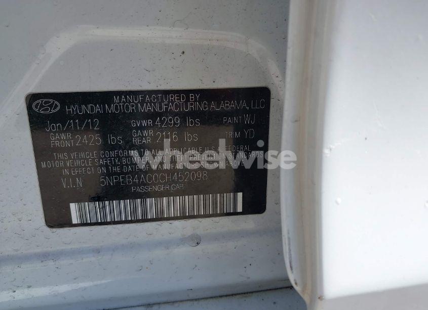 Photo 9 of 2012 Hyundai Sonata GLS (VIN 5NPEB4AC0CH452098)