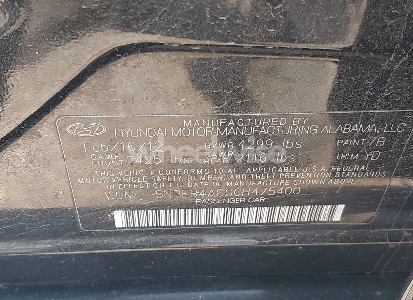 Photo 9 of 2012 Hyundai Sonata GLS (VIN 5NPEB4AC0CH475400)