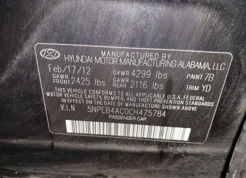 Photo 9 of 2012 Hyundai Sonata GLS (VIN 5NPEB4AC0CH475784)