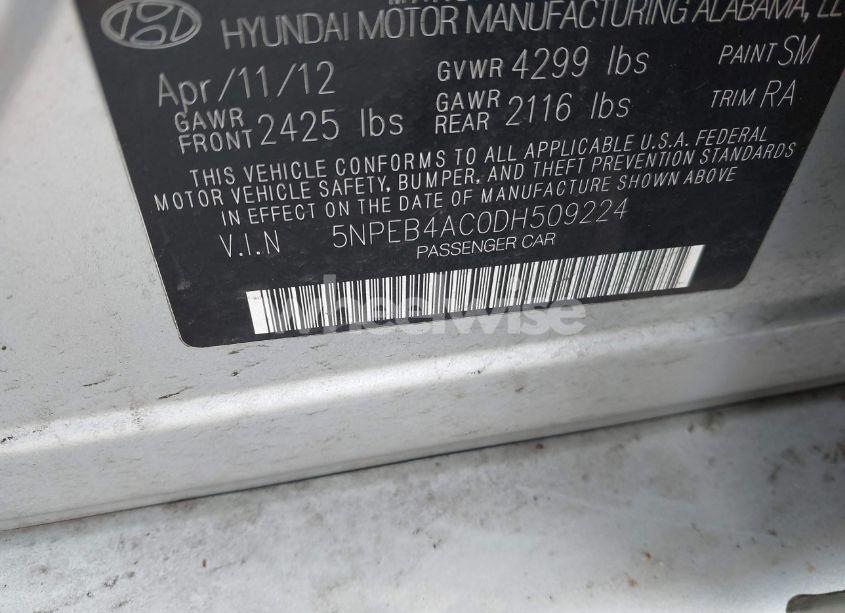 Photo 9 of 2013 Hyundai Sonata GLS (VIN 5NPEB4AC0DH509224)