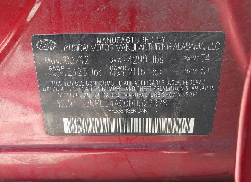 Photo 9 of 2013 Hyundai Sonata GLS (VIN 5NPEB4AC0DH522328)