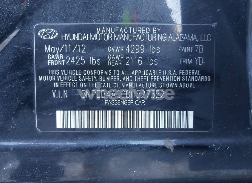 Photo 9 of 2013 Hyundai Sonata GLS (VIN 5NPEB4AC0DH527352)