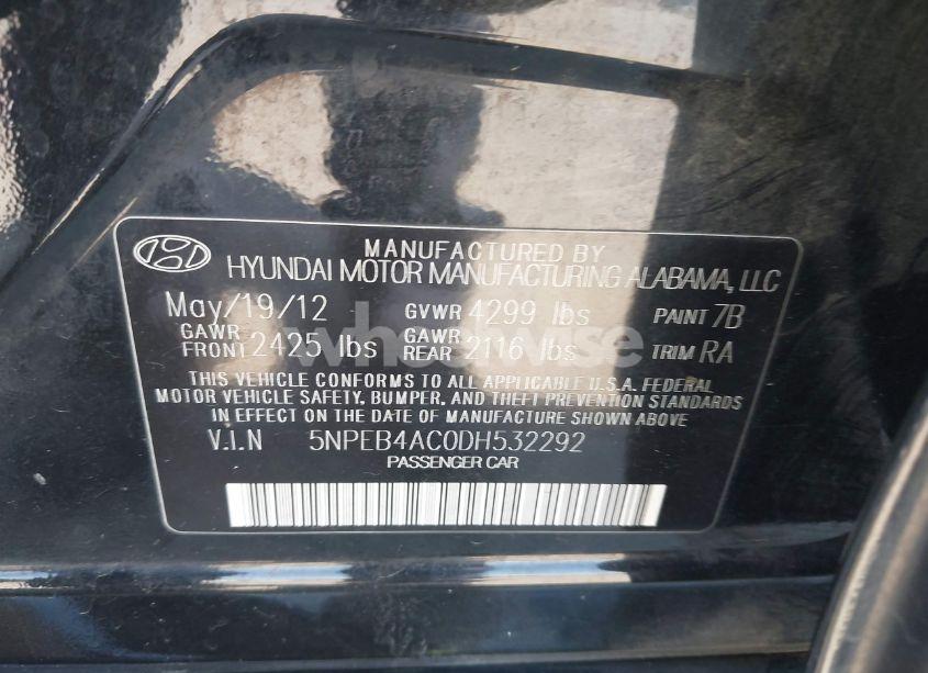 Photo 9 of 2013 Hyundai Sonata GLS (VIN 5NPEB4AC0DH532292)