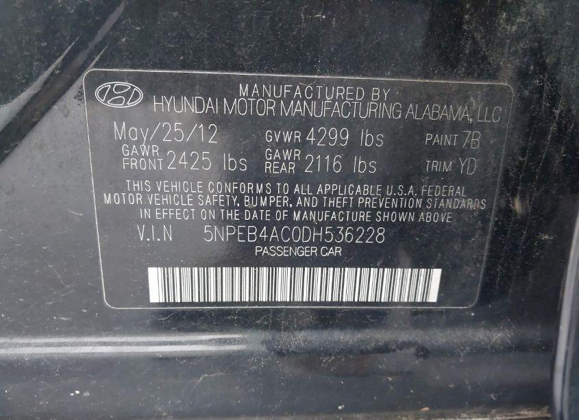 Photo 9 of 2013 Hyundai Sonata GLS (VIN 5NPEB4AC0DH536228)