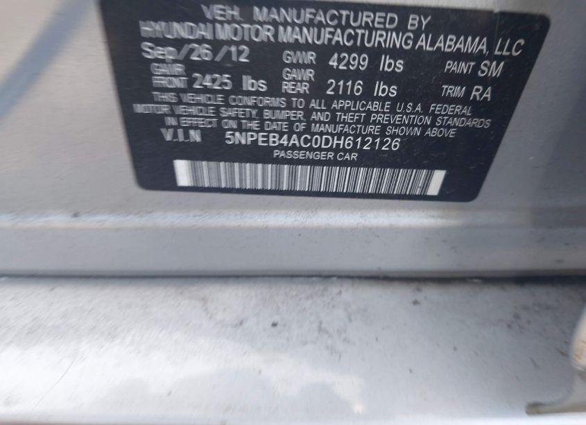 Photo 9 of 2013 Hyundai Sonata GLS (VIN 5NPEB4AC0DH612126)