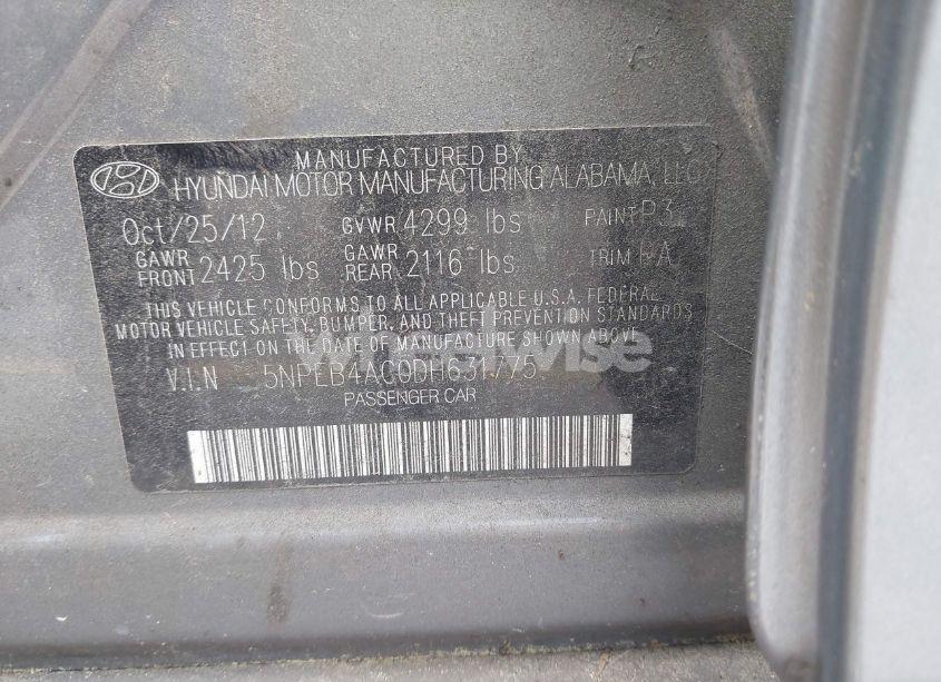 Photo 9 of 2013 Hyundai Sonata GLS (VIN 5NPEB4AC0DH631775)