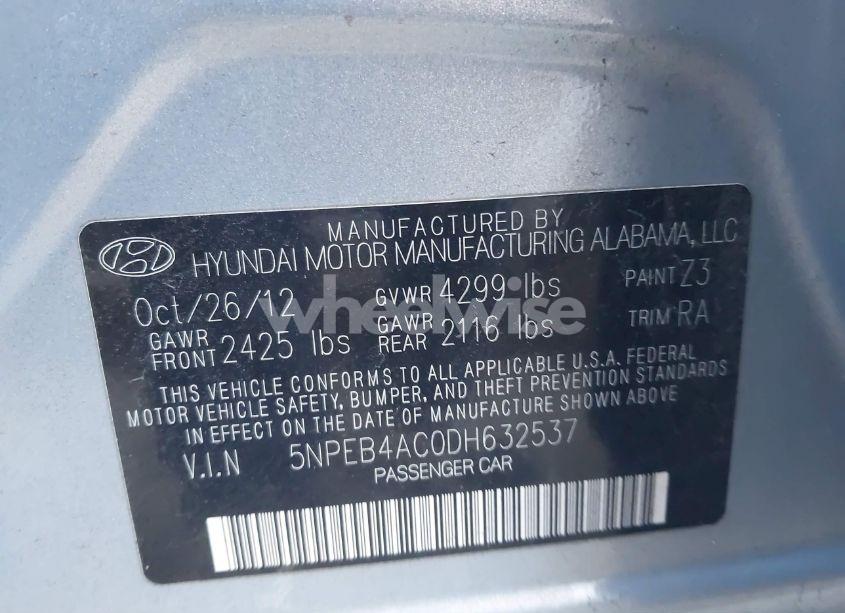 Photo 9 of 2013 Hyundai Sonata GLS (VIN 5NPEB4AC0DH632537)