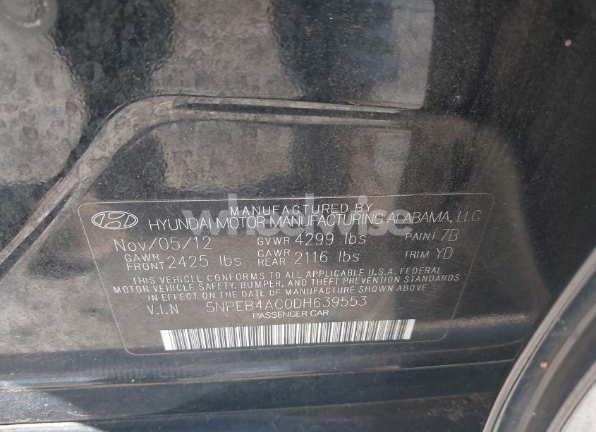 Photo 9 of 2013 Hyundai Sonata GLS (VIN 5NPEB4AC0DH639553)