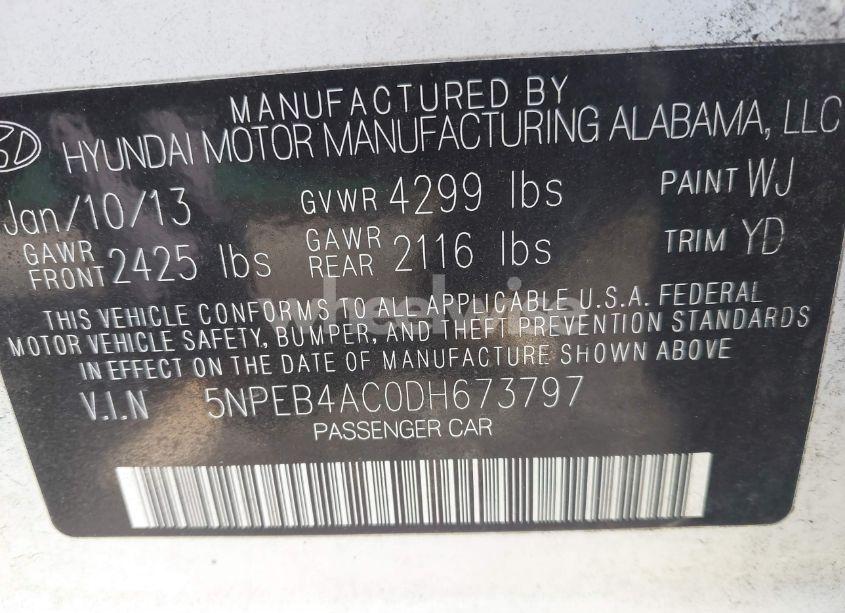 Photo 9 of 2013 Hyundai Sonata GLS (VIN 5NPEB4AC0DH673797)
