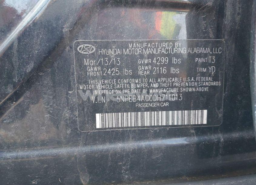 Photo 9 of 2013 Hyundai Sonata GLS (VIN 5NPEB4AC0DH711013)