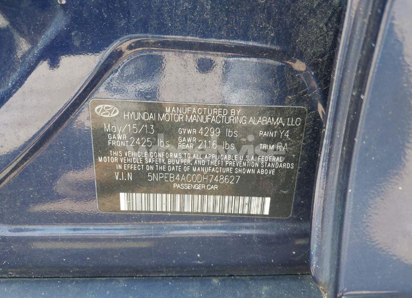 Photo 9 of 2013 Hyundai Sonata GLS (VIN 5NPEB4AC0DH748627)