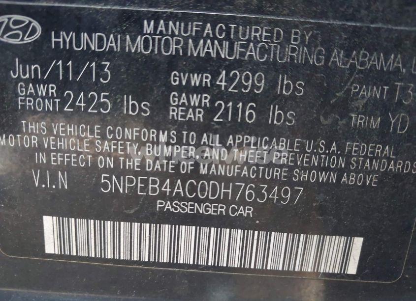 Photo 9 of 2013 Hyundai Sonata GLS (VIN 5NPEB4AC0DH763497)