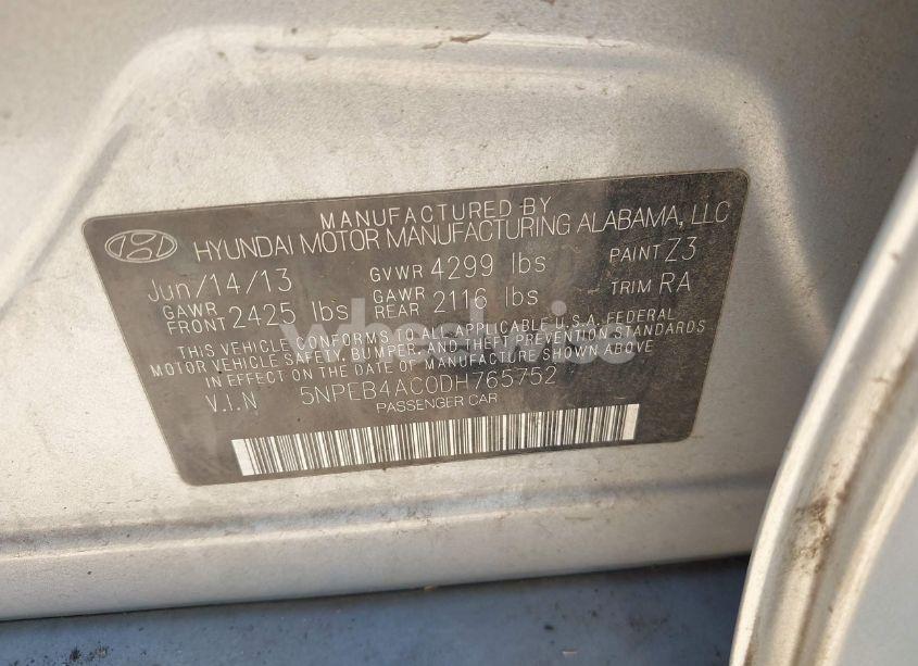 Photo 9 of 2013 Hyundai Sonata GLS (VIN 5NPEB4AC0DH765752)