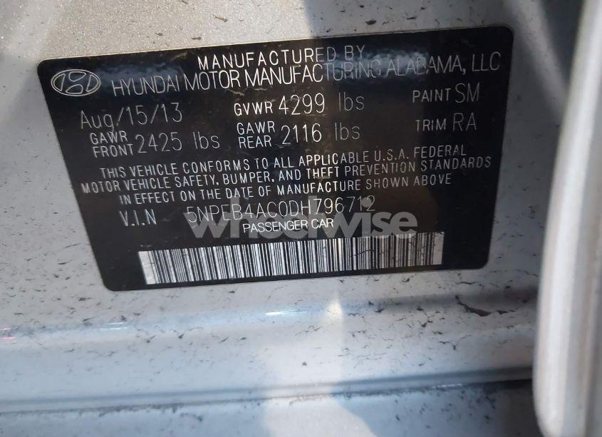 Photo 9 of 2013 Hyundai Sonata GLS (VIN 5NPEB4AC0DH796712)