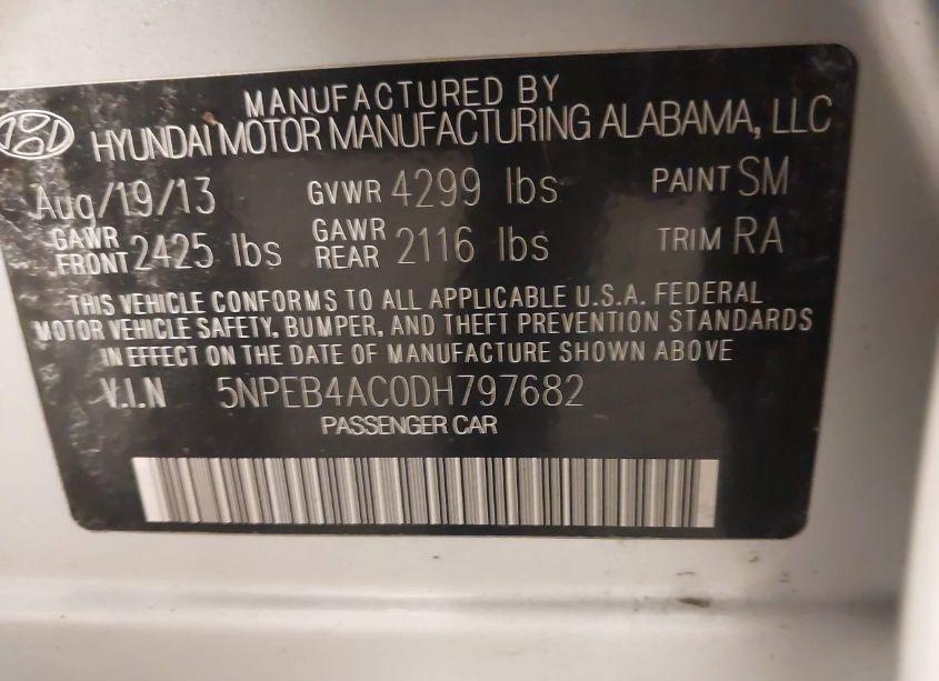 Photo 9 of 2013 Hyundai Sonata GLS (VIN 5NPEB4AC0DH797682)