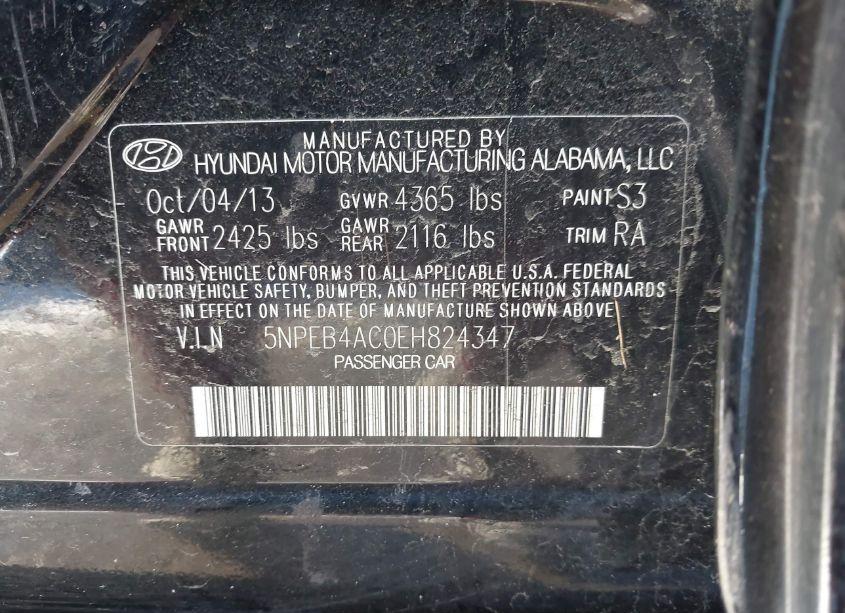 Photo 9 of 2014 Hyundai Sonata GLS (VIN 5NPEB4AC0EH824347)