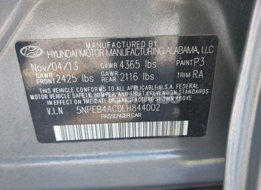 Photo 9 of 2014 Hyundai Sonata GLS (VIN 5NPEB4AC0EH844002)