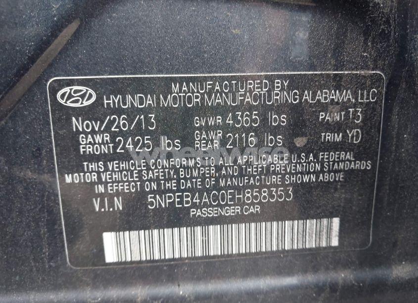 Photo 9 of 2014 Hyundai Sonata GLS (VIN 5NPEB4AC0EH858353)