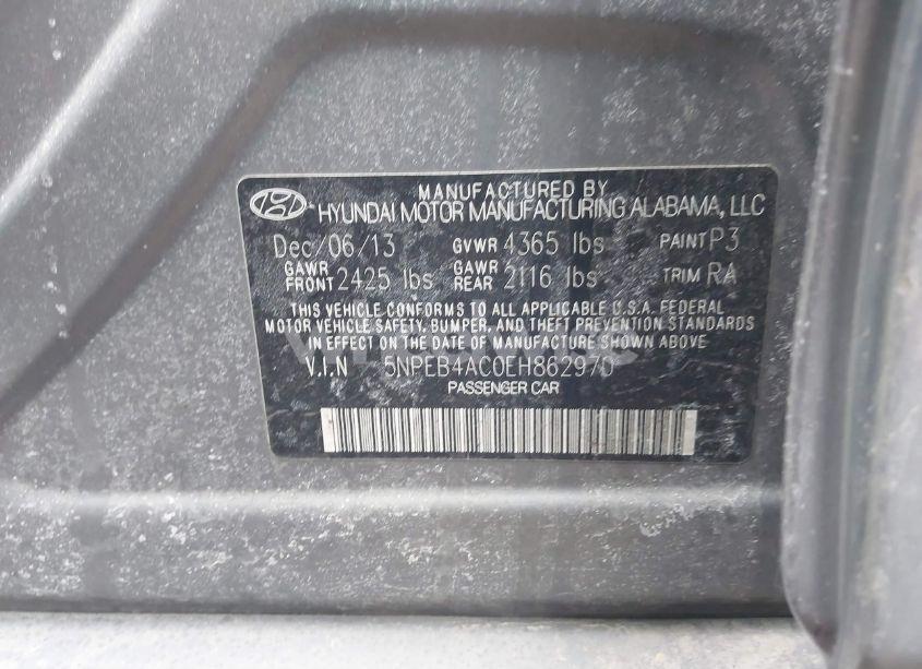 Photo 9 of 2014 Hyundai Sonata GLS (VIN 5NPEB4AC0EH862970)