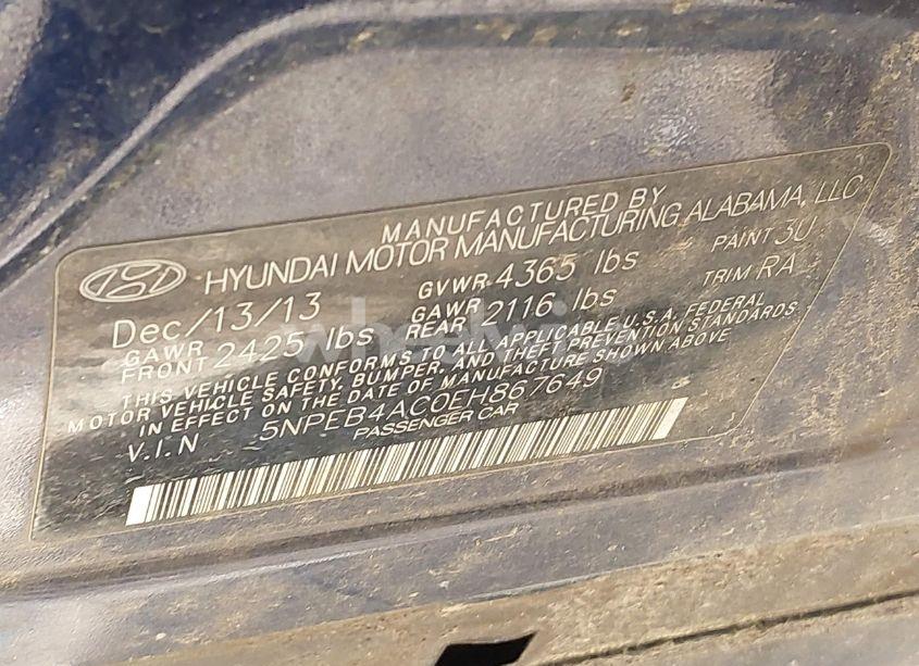 Photo 9 of 2014 Hyundai Sonata GLS (VIN 5NPEB4AC0EH867649)